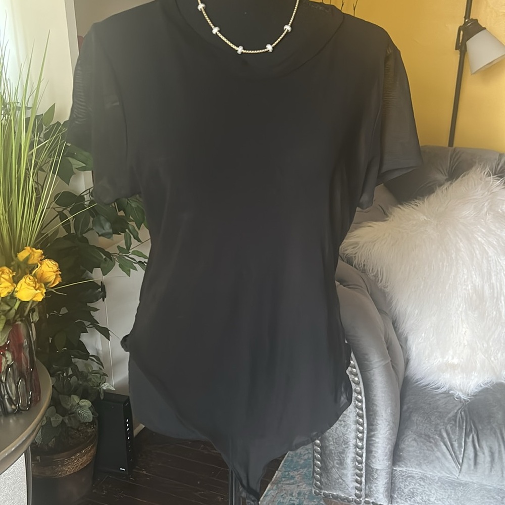 Sheer Black short sleeve Women's bodysuit - Picture 3 of 11